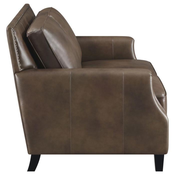 Coaster Leaton 3-piece Upholstered Recessed Arm Sofa Living Room Set Brown Sugar - Bed & Sofa Hub