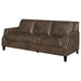 Coaster Leaton Upholstered Recessed Arm Sofa Brown Sugar - Bed & Sofa Hub
