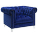 Coaster Bleker 3-piece Upholstered Tuxedo Arm Tufted Sofa Living Room Set Blue - Bed & Sofa Hub