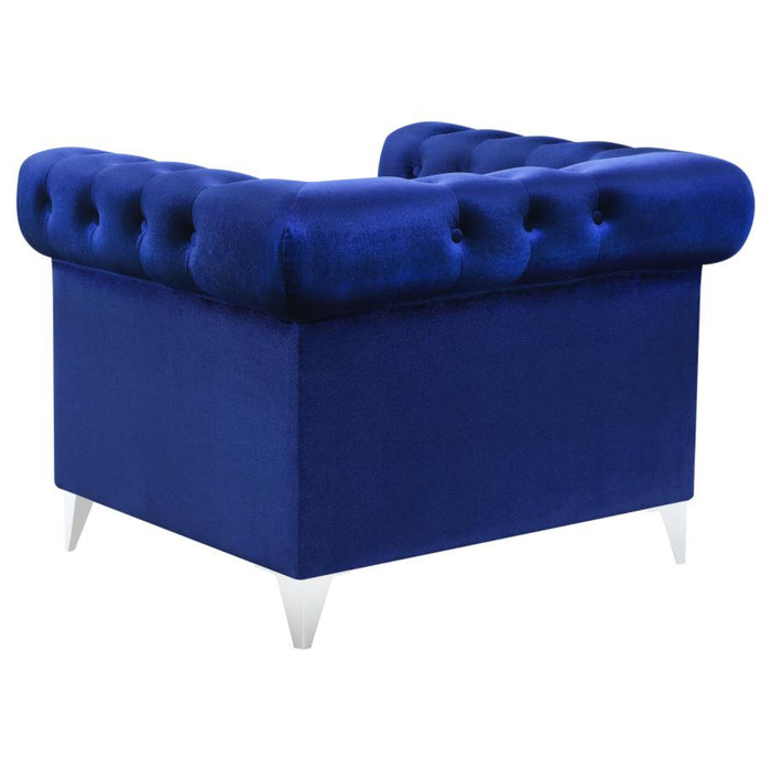 Coaster Bleker 3-piece Upholstered Tuxedo Arm Tufted Sofa Living Room Set Blue - Bed & Sofa Hub