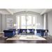 Coaster Bleker 3-piece Upholstered Tuxedo Arm Tufted Sofa Living Room Set Blue - Bed & Sofa Hub