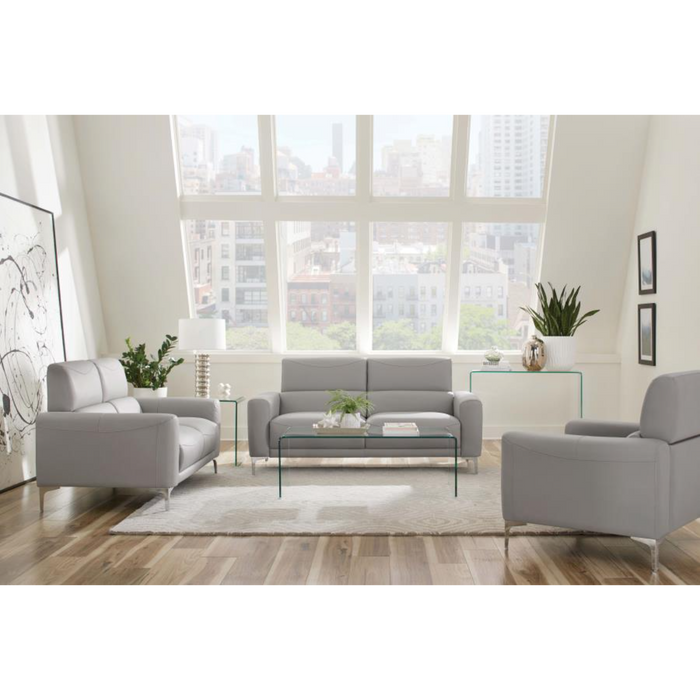 Coaster Glenmark 3-piece Upholstered Track Arm Sofa Living Room Set Taupe - Bed & Sofa Hub