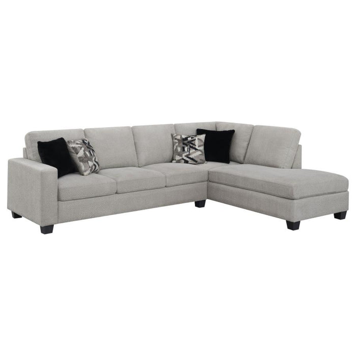 Coaster Whitson Upholstered Track Arm Sectional Chaise Sofa Stone - Bed & Sofa Hub