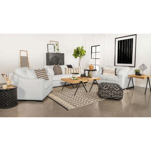 Coaster Ashlyn 3-piece Upholstered Sloped Arm Sofa Living Room Set White - Bed & Sofa Hub