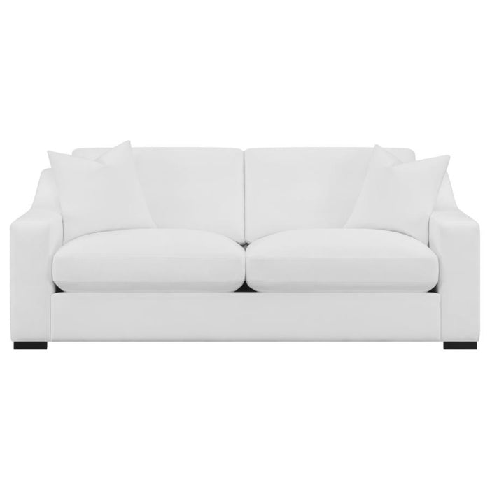 Coaster Ashlyn 3-piece Upholstered Sloped Arm Sofa Living Room Set White - Bed & Sofa Hub