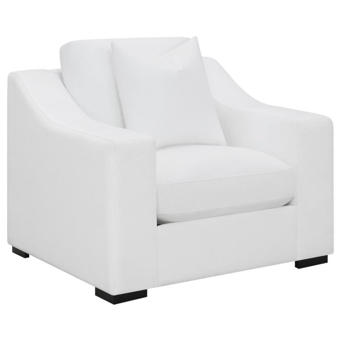 Coaster Ashlyn 3-piece Upholstered Sloped Arm Sofa Living Room Set White - Bed & Sofa Hub
