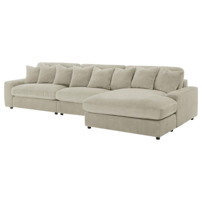Coaster Blaine Upholstered Reversible Chaise Sectional Sofa Sand - Bed & Sofa Hub
