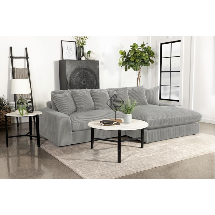 Coaster Blaine Upholstered Reversible Chaise Sectional Sofa Fog - Bed & Sofa Hub