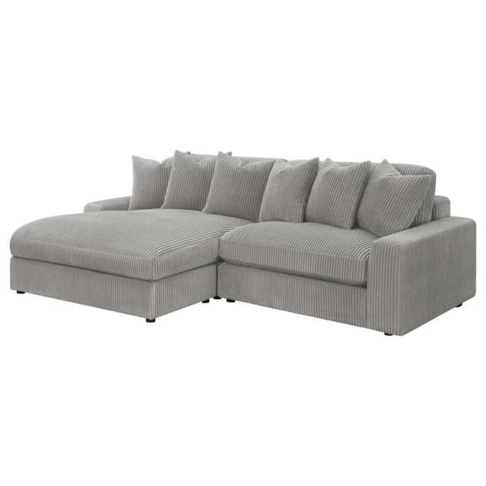 Coaster Blaine Upholstered Reversible Chaise Sectional Sofa Fog - Bed & Sofa Hub