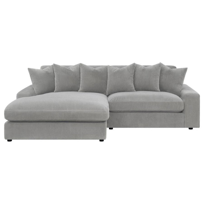 Coaster Blaine Upholstered Reversible Chaise Sectional Sofa Fog - Bed & Sofa Hub