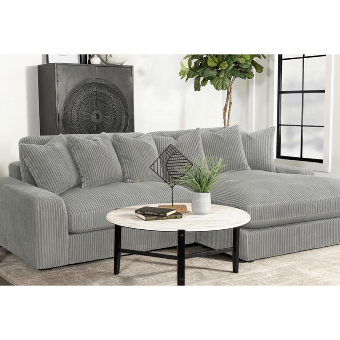 Coaster Blaine Upholstered Reversible Chaise Sectional Sofa Fog - Bed & Sofa Hub