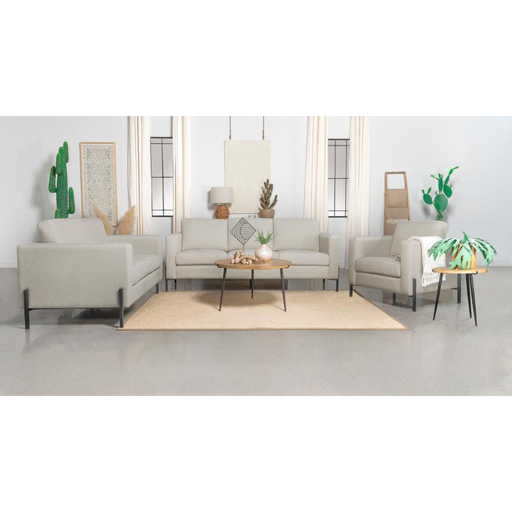 Coaster Tilly 3-piece Upholstered Track Arm Sofa Living Room Set Oatmeal - Bed & Sofa Hub