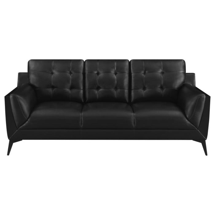 Coaster Moira 3-piece Upholstered Wedge Arm Tufted Sofa Living Room Set Black - Bed & Sofa Hub