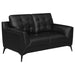 Coaster Moira 3-piece Upholstered Wedge Arm Tufted Sofa Living Room Set Black - Bed & Sofa Hub