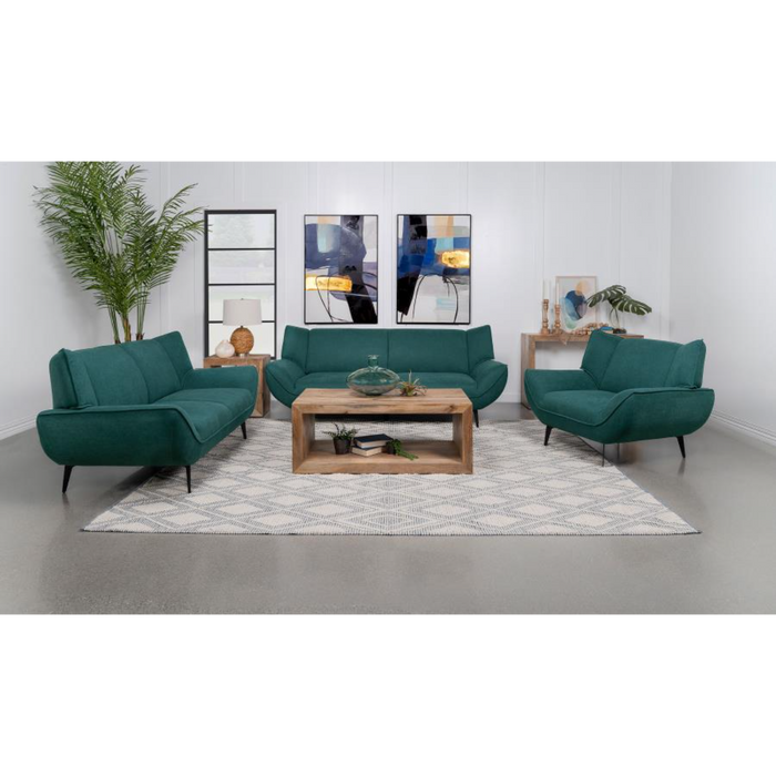 Coaster Acton 3-piece Upholstered Flared Arm Sofa Living Room Set Teal Blue - Bed & Sofa Hub