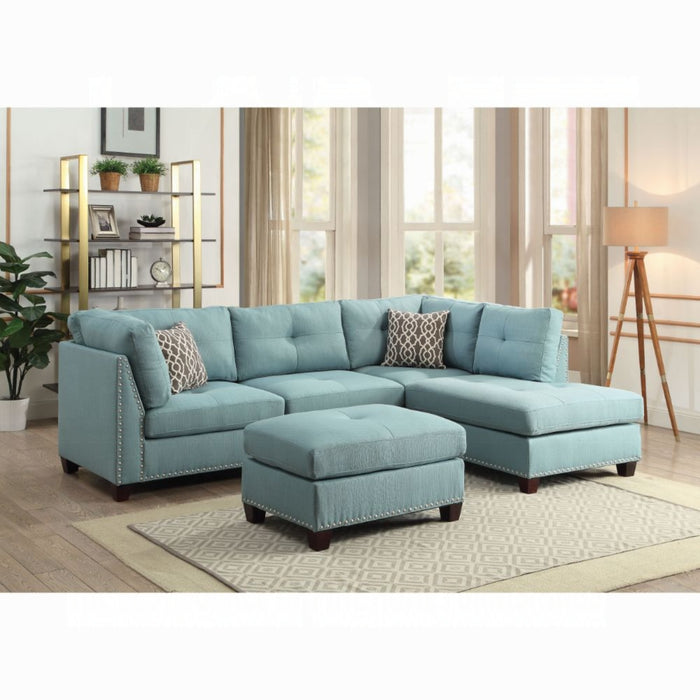 ACME Laurissa Sectional Sofa & Ottoman W/2 Pillows - Bed & Sofa Hub