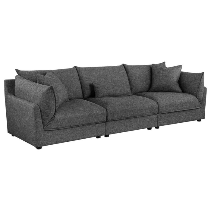 Coaster Sasha 3-Piece Upholstered Sofa Barely Black - Bed & Sofa Hub