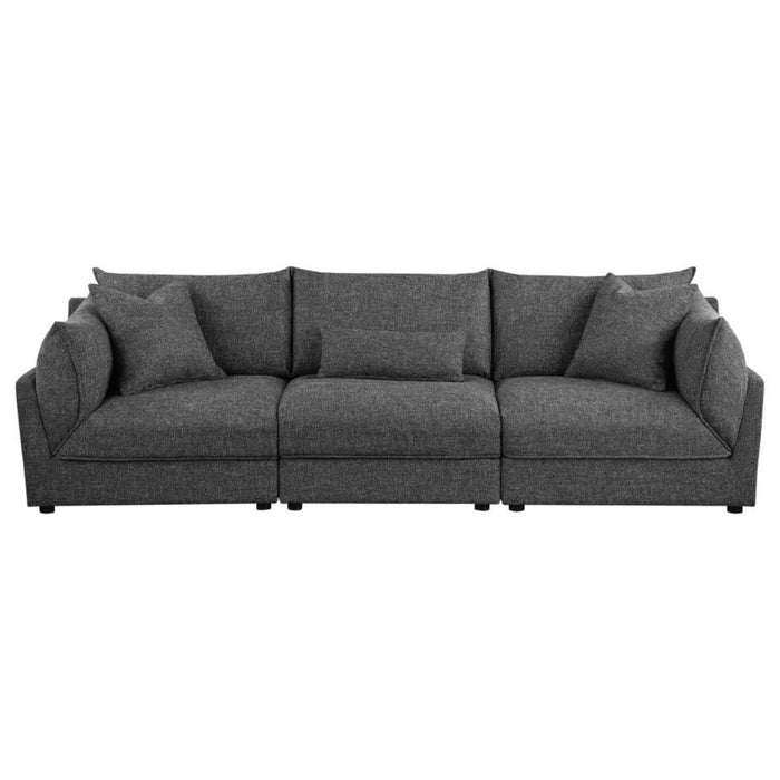 Coaster Sasha 3-Piece Upholstered Sofa Barely Black - Bed & Sofa Hub