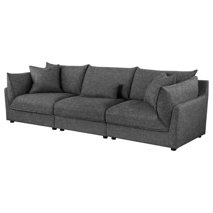 Coaster Sasha 3-Piece Upholstered Sofa Barely Black - Bed & Sofa Hub