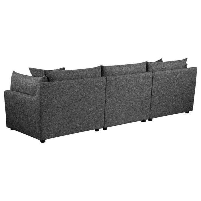 Coaster Sasha 3-Piece Upholstered Sofa Barely Black - Bed & Sofa Hub