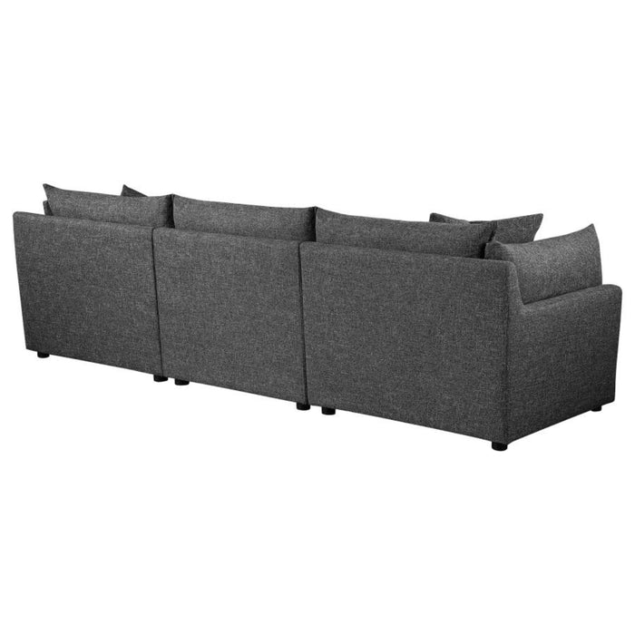 Coaster Sasha 3-Piece Upholstered Sofa Barely Black - Bed & Sofa Hub