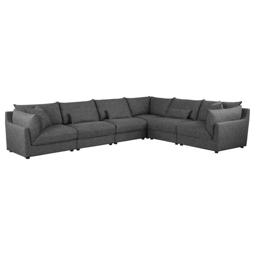Coaster Sasha 6-Piece Upholstered Modular Sectional Barely Black - Bed & Sofa Hub