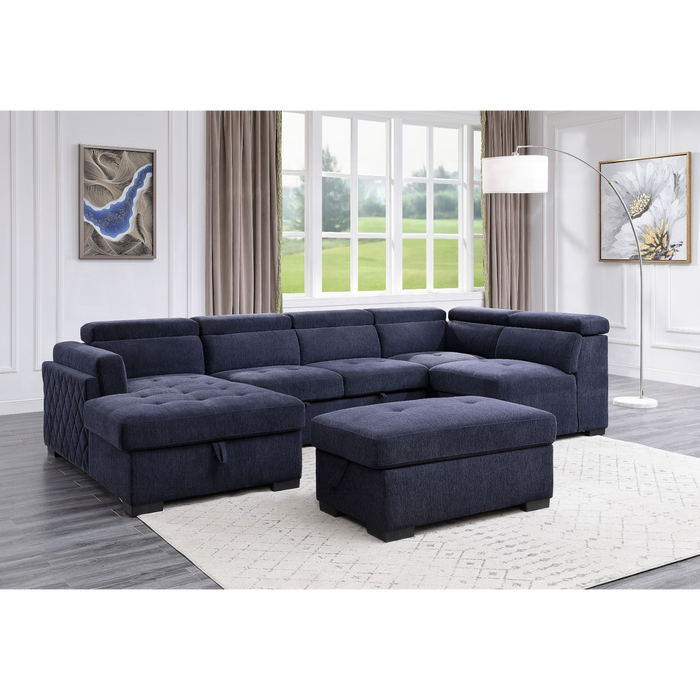 ACME Nekoda Sectional Sofa W/Storage & Ottoman - Bed & Sofa Hub