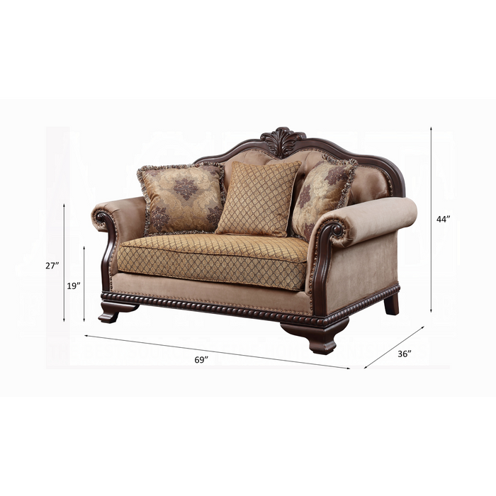ACME Chateau De Ville Loveseat W/3 Pillows(Same Lv01589) - Bed & Sofa Hub