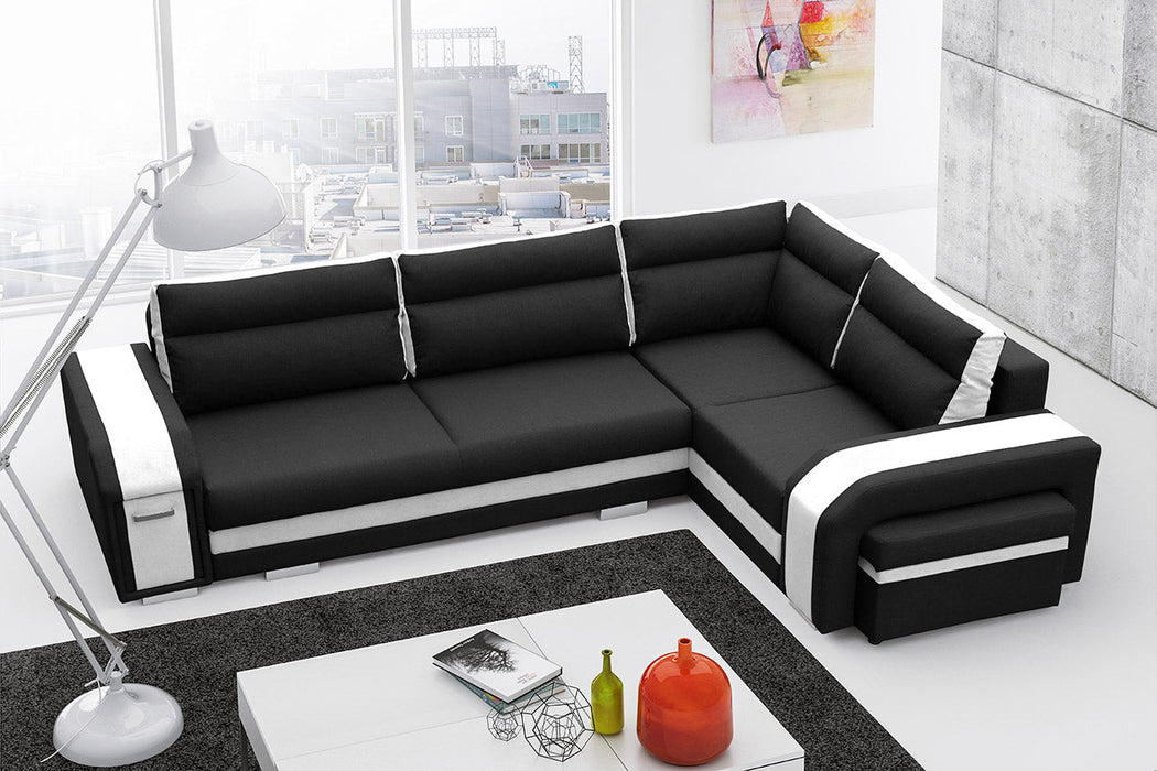 Maxima House Sectional Sleeper Sofa AMBROSE Faux leather with storage MIR044 - Bed & Sofa Hub