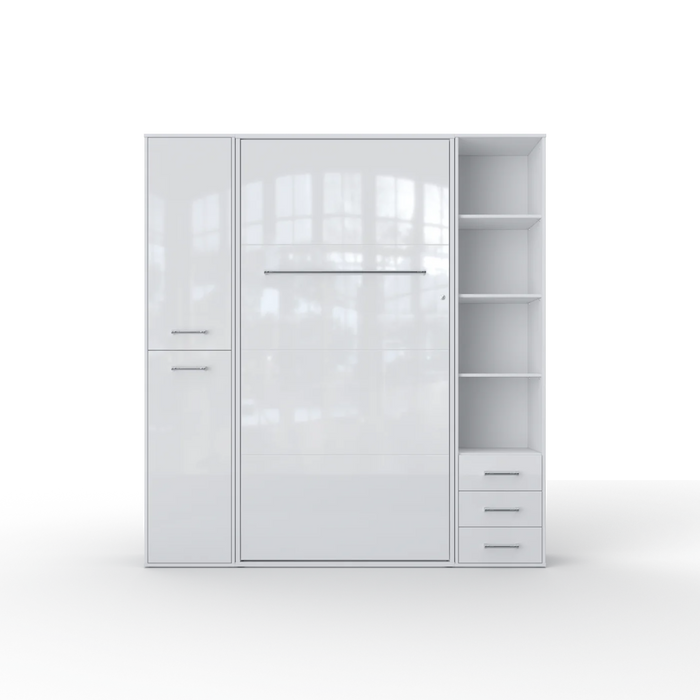 Maxima House Vertical Murphy Bed Invento, European Queen Size with Mattress and 2 Storage Cabinets - Bed & Sofa Hub