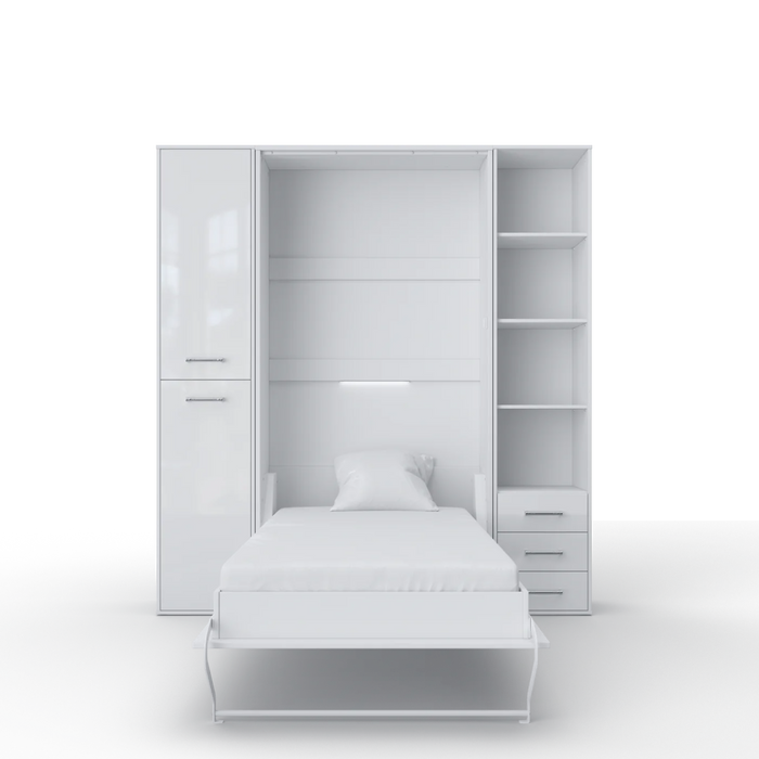 Maxima House Vertical Murphy Bed Invento, European Queen Size with Mattress and 2 Storage Cabinets - Bed & Sofa Hub