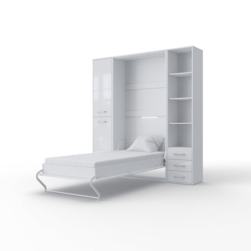 Maxima House Vertical Murphy Bed Invento, European Queen Size with mattress and 2 storage cabinets IN160V-08/09W - Bed & Sofa Hub