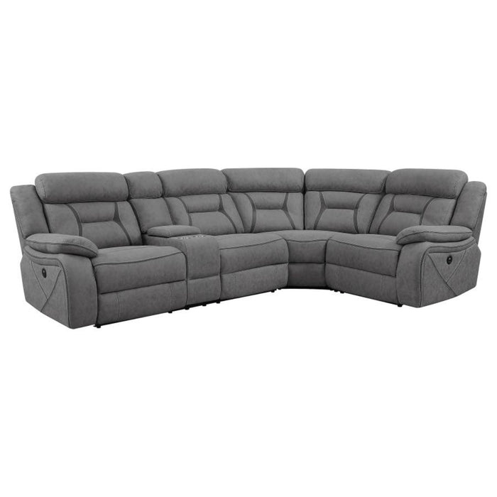 Coaster Higgins Upholstered Power Reclining Sectional Sofa Grey - Bed & Sofa Hub