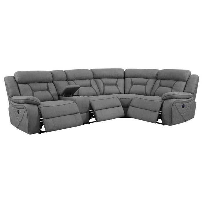 Coaster Higgins Upholstered Power Reclining Sectional Sofa Grey - Bed & Sofa Hub