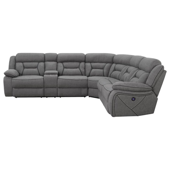 Coaster Higgins Upholstered Power Reclining Sectional Sofa Grey - Bed & Sofa Hub