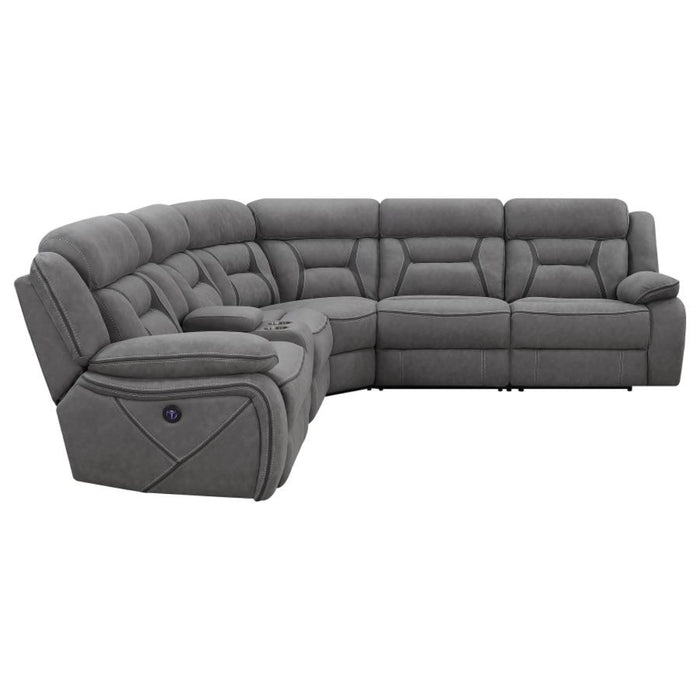 Coaster Higgins Upholstered Power Reclining Sectional Sofa Grey - Bed & Sofa Hub