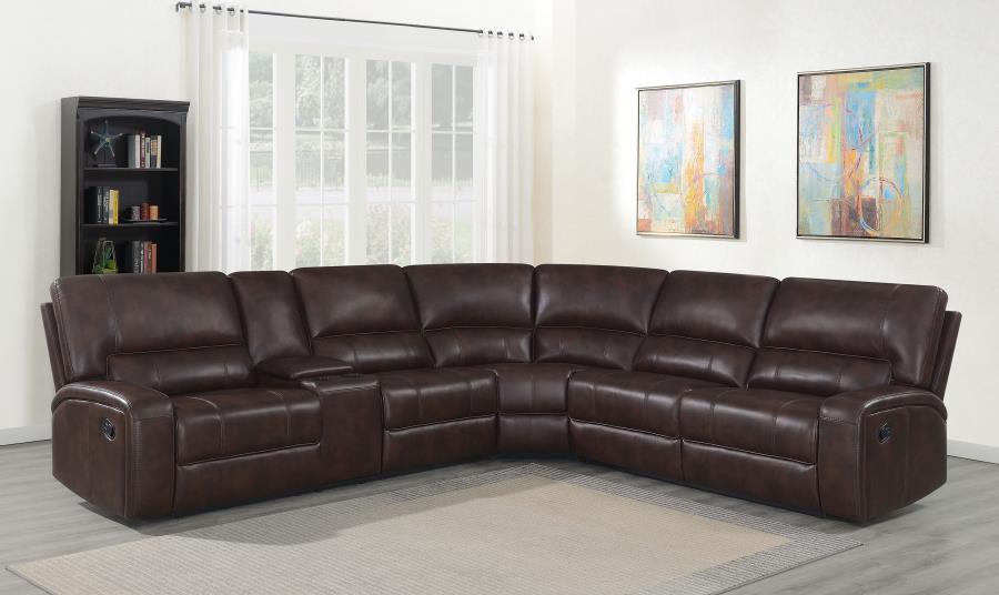 Coaster Brunson 3-piece Upholstered Reclining Sectional Sofa Brown - Bed & Sofa Hub