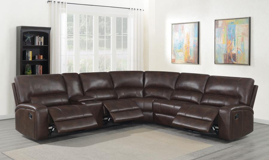 Coaster Brunson 3-piece Upholstered Reclining Sectional Sofa Brown - Bed & Sofa Hub