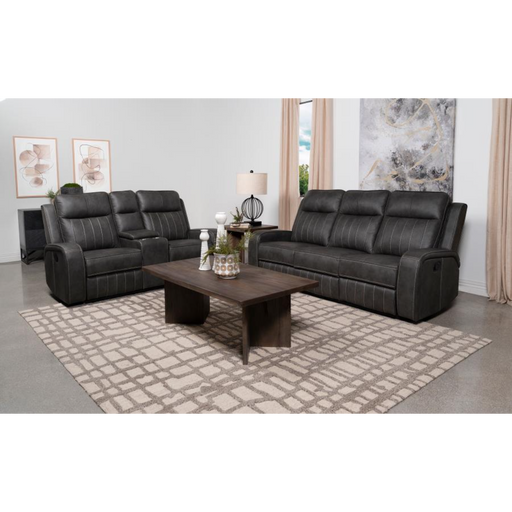 Coaster Raelynn 2-piece Upholstered Reclining Sofa Living Room Set Grey - Bed & Sofa Hub
