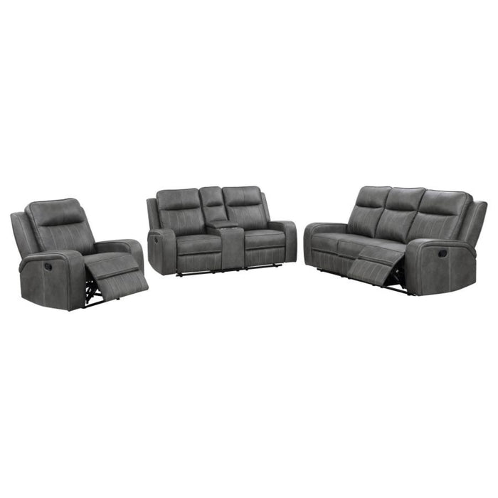 Coaster Raelynn 3-piece Upholstered Reclining Sofa Living Room Set Grey - Bed & Sofa Hub