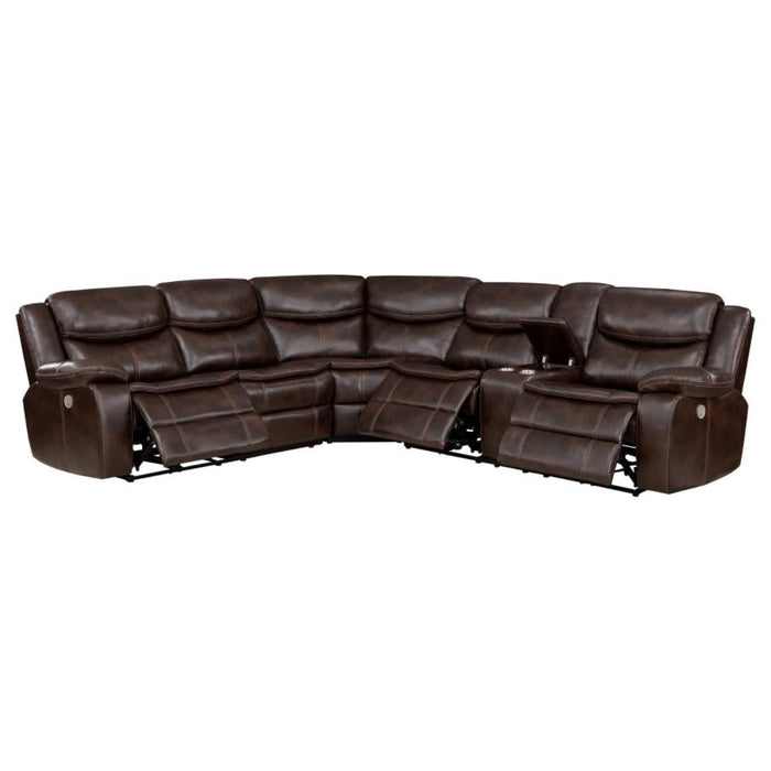 Coaster Sycamore Upholstered Power Reclining Sectional Sofa Brown - Bed & Sofa Hub