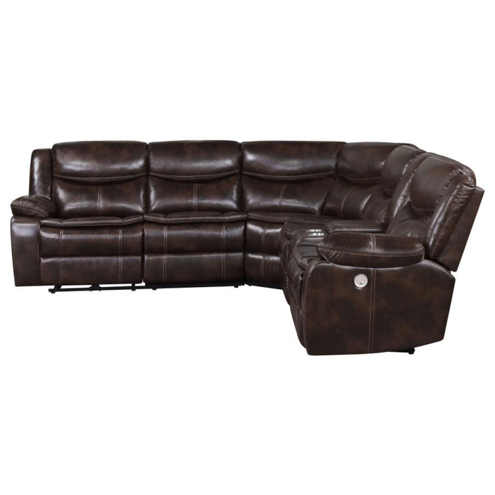 Coaster Sycamore Upholstered Power Reclining Sectional Sofa Brown - Bed & Sofa Hub