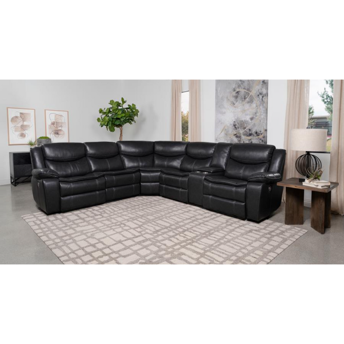 Coaster Sycamore Upholstered Power Reclining Sectional Sofa Grey - Bed & Sofa Hub