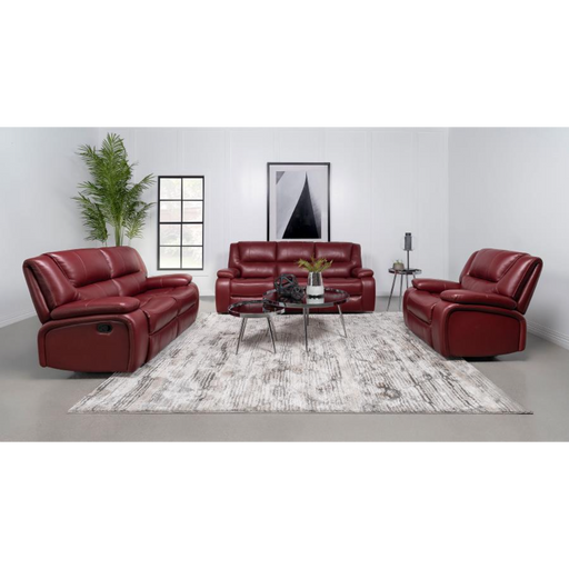 Coaster Camila 3-piece Upholstered Reclining Sofa Living Room Set Red - Bed & Sofa Hub