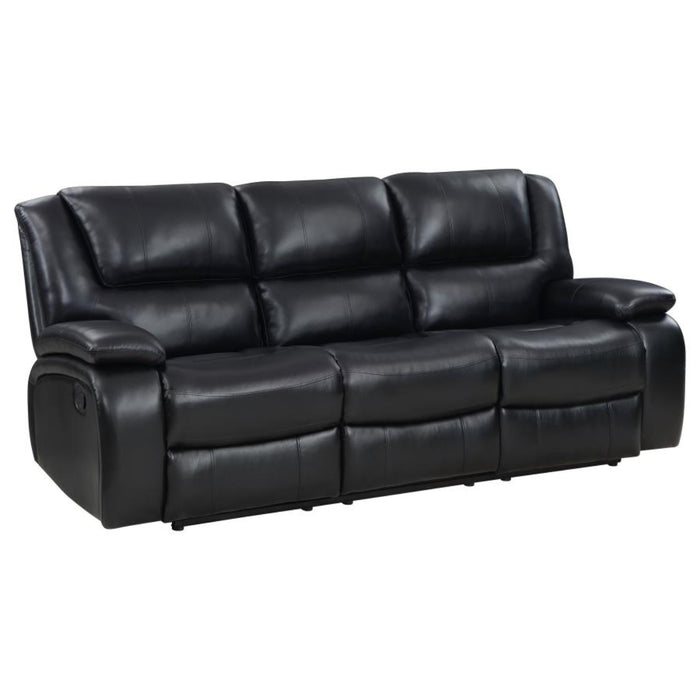 Coaster Camila 2-piece Upholstered Motion Reclining Sofa Living Room Set Black - Bed & Sofa Hub