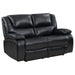 Coaster Camila 2-piece Upholstered Motion Reclining Sofa Living Room Set Black - Bed & Sofa Hub