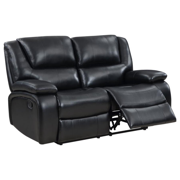 Coaster Camila 2-piece Upholstered Motion Reclining Sofa Living Room Set Black - Bed & Sofa Hub