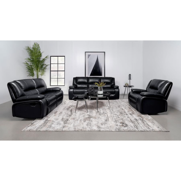 Coaster Camila 3-piece Upholstered Motion Reclining Sofa Living Room Set Black - Bed & Sofa Hub