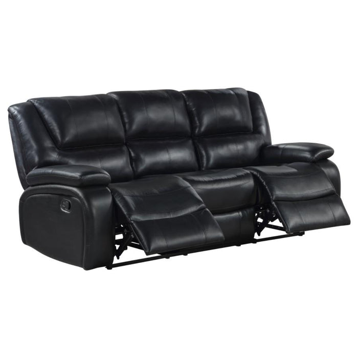 Coaster Camila 3-piece Upholstered Motion Reclining Sofa Living Room Set Black - Bed & Sofa Hub