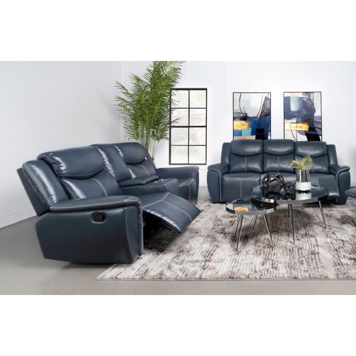Coaster Sloane 2-piece Upholstered Reclining Sofa Living Room Set Blue - Bed & Sofa Hub